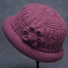 冬季新款中老年人兔毛妈妈毛线帽女老太太奶奶加绒保暖针织帽盆帽