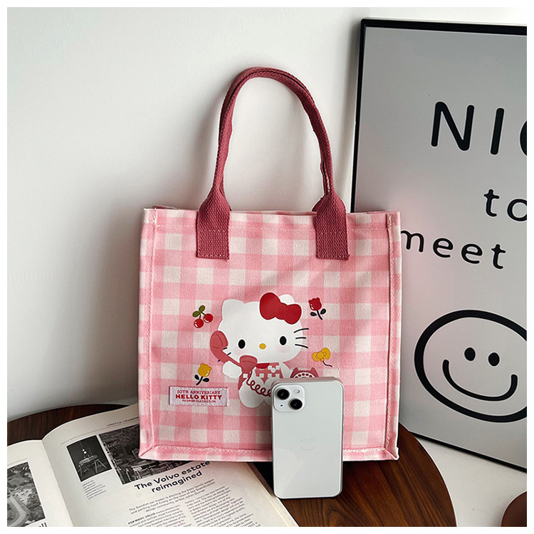 Cute cartoon cat canvas bag 2025 new style large-capacity simple and convenient tote bag with fashionable printing undefined