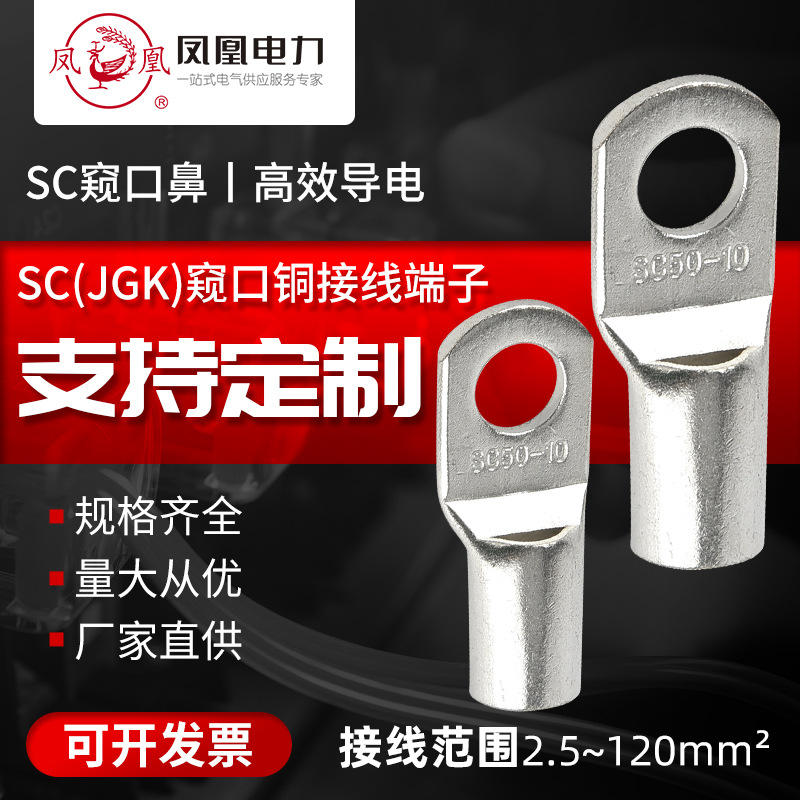 定制铜接线端子SC窥口线鼻喇叭口/倒角/折弯铜鼻子