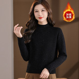 2025一体绒新款保暖打底衫女士上衣加绒加厚时尚内搭大码宽松女装，女装针织衫/毛衣，妃慕昵服饰