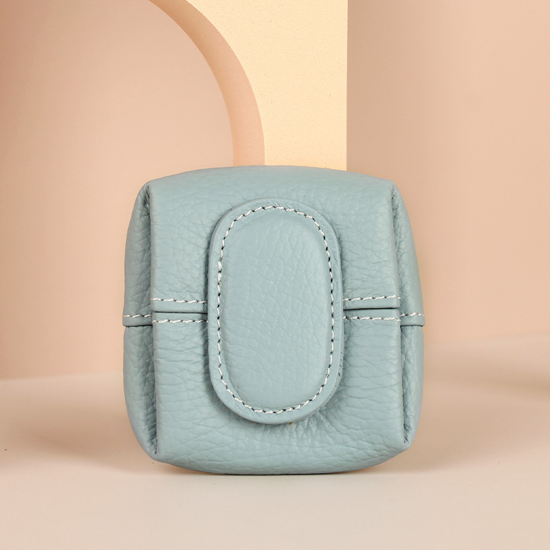 Monedero de cuero genuino primera capa de piel de vaca mini billetera de almacenamiento clave transfronteriza pequeña billetera de piel de vaca de las mujeres