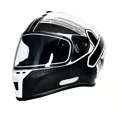 Motosiklet kaskı (dəbilqə) – all seasons, safety helmet for riding - black-and-white-two-tone-left-and-right-transparent-mirror-s-55-56
