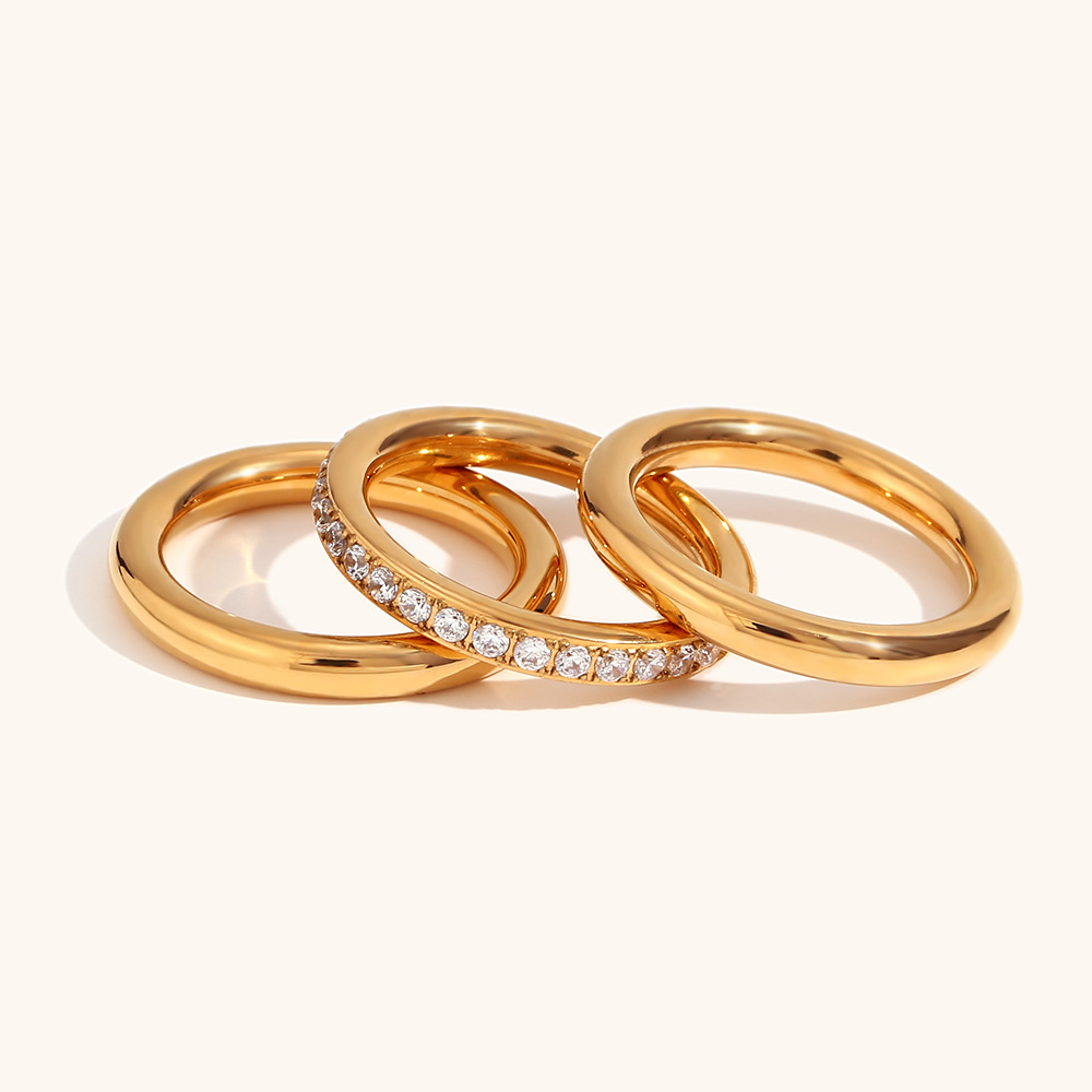 20g Weight PVD Coated Real Gold Plated 18K Gold Geometric Titanium Steel Waterproof Non Tarnish Rings
