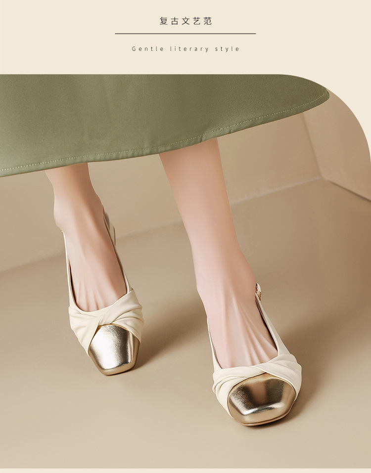 Sandal bít mũi nữ phong cách Pháp gót thấp mềm mại đi làm — BL392 màu mơ chi tiết 14