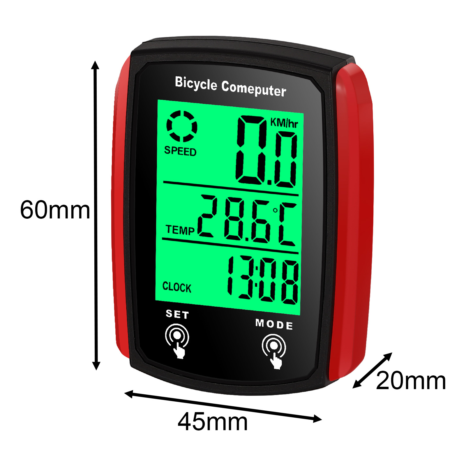 Mountain road self-propelled wired code meter large screen English waterproof luminous speedometer speedometer touch screen code meter