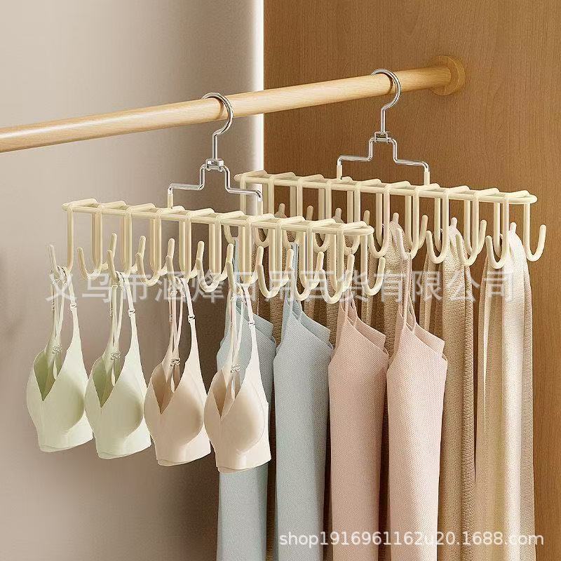 Double Row Hook Hanger for Underwear Storage, Multifunctional Dormitory Strap Hanger, Double-Sided Hook Magic Tool, Multi-Hook Clothes Rack