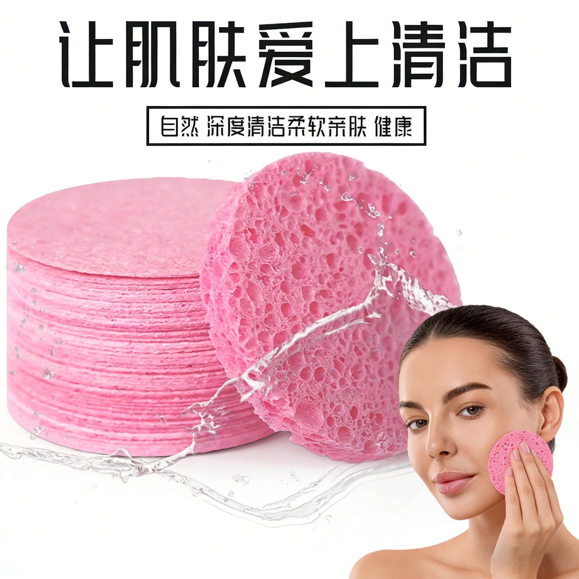 Transfronterizos dedicados a lavar la cara de pulpa de madera, polvo de compresión redondo, limpieza, lavado facial, desmaquillaje, esponja de pulpa de madera degradable.