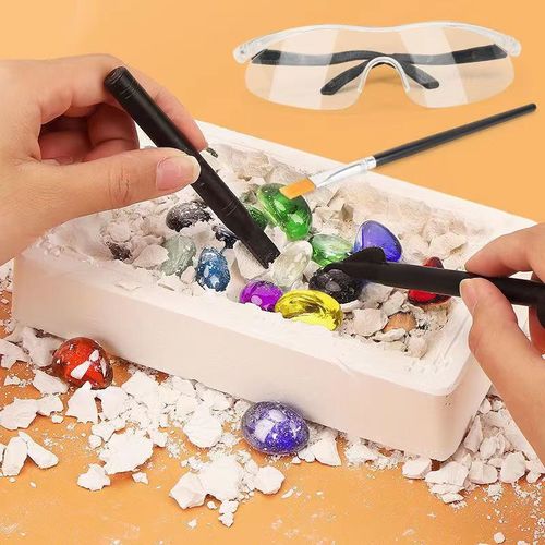 Children's Rainbow Gemstone Archaeological Gemstone Digging Toy DIY Handicraft Brain Development Preschool Dinosaur Archaeology Wholesale Street Stall