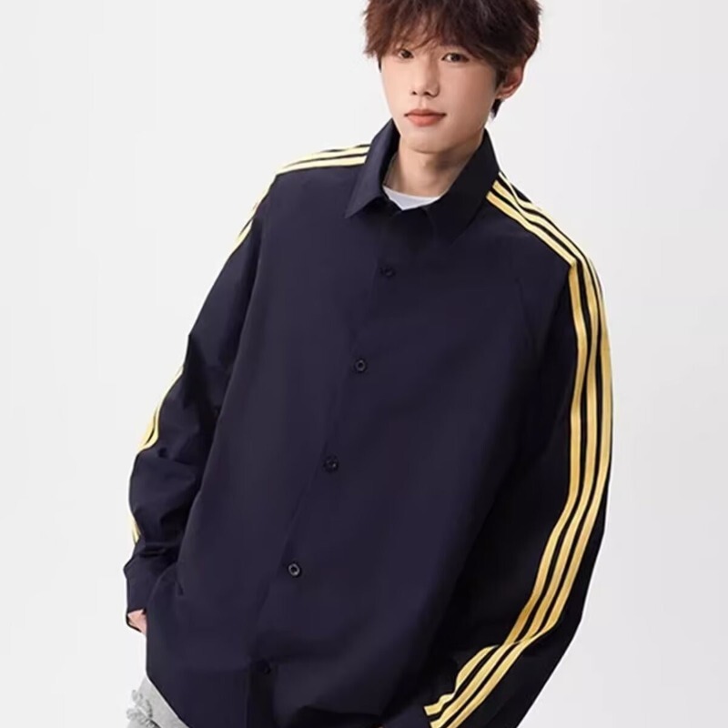 Summer Couple Sports Shirt Short Coat Men's and Women's Loose Niche Striped Korean Style Design Sense Thin Outer Wear Top