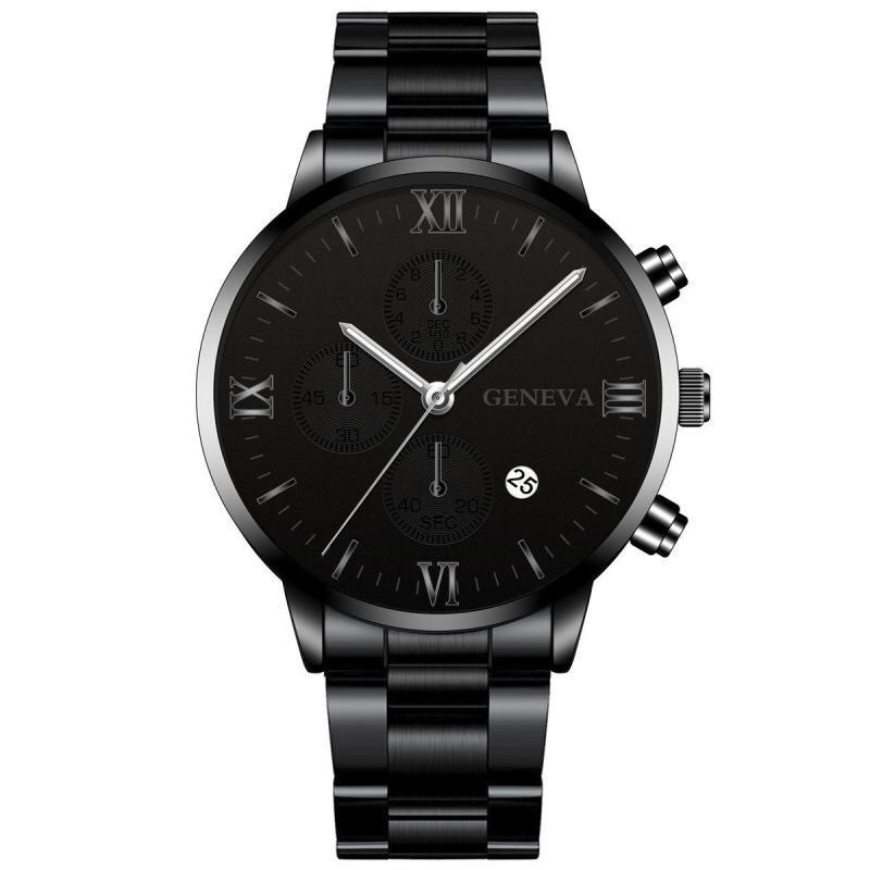 three-eye steel belt quartz watch new calendar men's watch fashion business watch men's trendy watch_voghion.com