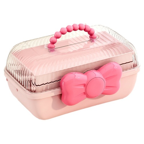 Hair accessories storage box headband necklace Guka large capacity household transparent cover layered desktop children's hair accessories storage box