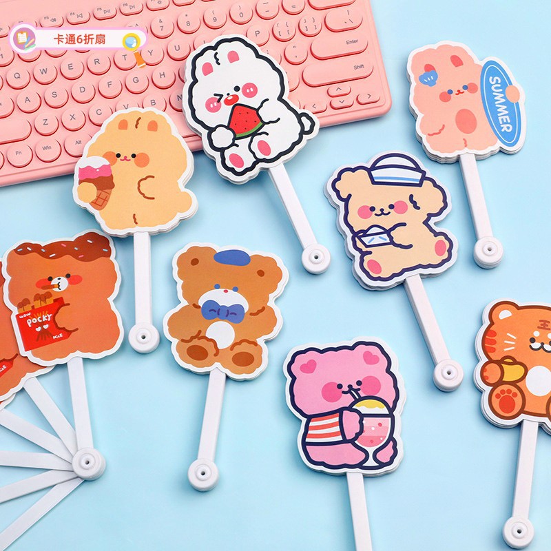 Cartoon cute handheld small round fan for students