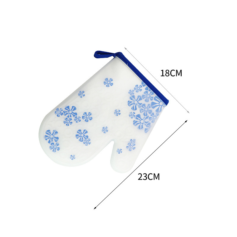 꽃 피복 가장자리 긴 실리콘 장갑 주방 전자 레인지 베이킹 단열재 팬티 장갑 주방 도구