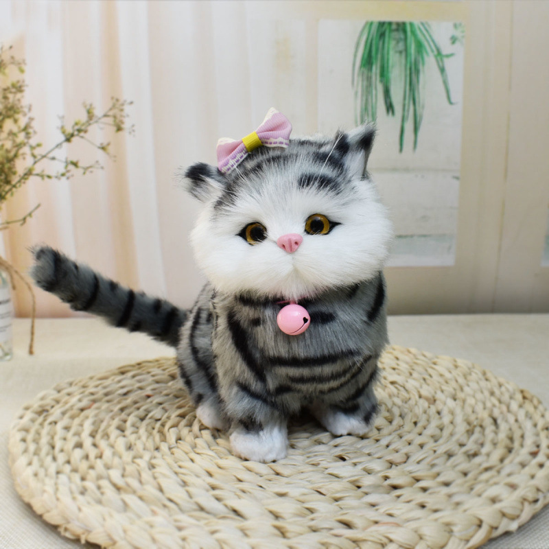 La cola puede llamar activa simulación de gato muñeca juguete de peluche simulación de gato modelo de animales adornos regalos de gato