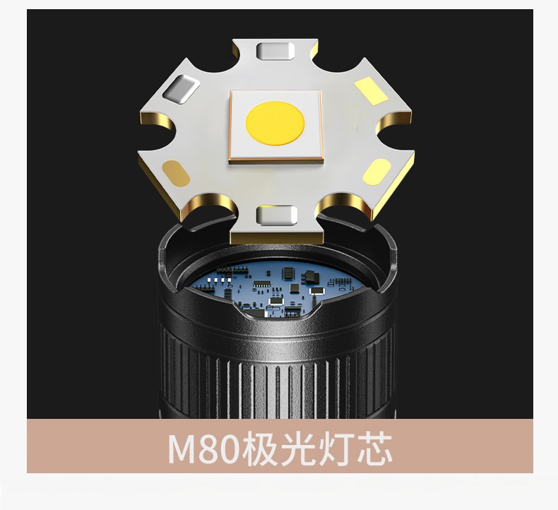 Flashlight with Strong Light, Long Battery Life, Rechargeable, Long-Range, Ultra-Bright, Outdoor, Small, Mini, Portable, Household, Durable, Emergency