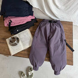 女童羽绒裤冬装新款休闲裤儿童裤子90白鸭绒中大童保暖裤滑雪裤潮