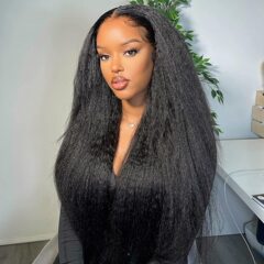 假发欧美女士前蕾丝Yaki假发中分长直发小蕾丝化纤发头套外贸wigs