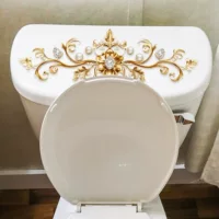 Новая золотая текстура с бриллиантовой короной для ванной комнаты, туалета, украшения для туалета, украшение, наклейка ACC32159