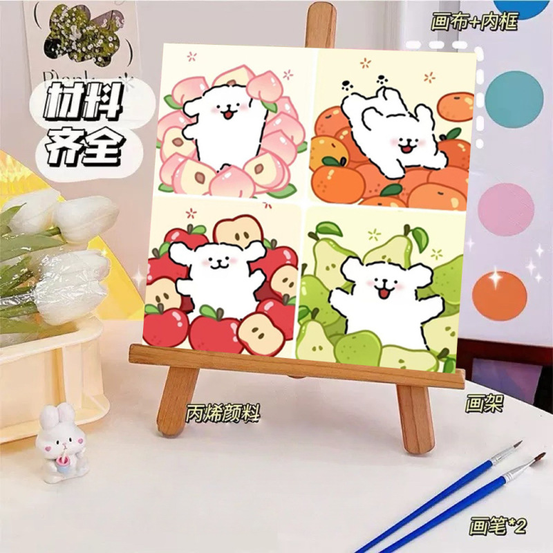 ライン子犬デジタル油絵 diy 手描き落書き漫画かわいい癒しの装飾メーカー卸売|undefined