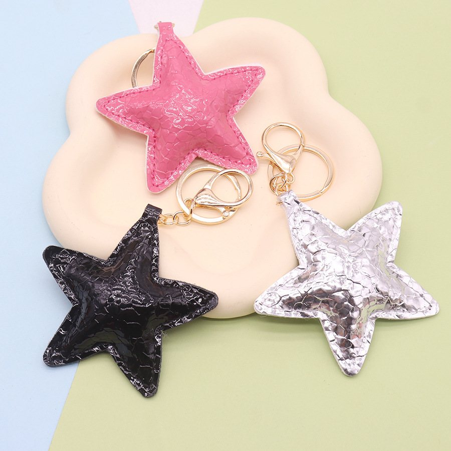 Accesorios de joyería de bricolaje cuero PU superficie brillante en relieve estrella grande amor corazón melocotón bolsa de estilo miu colgante de teléfono móvil