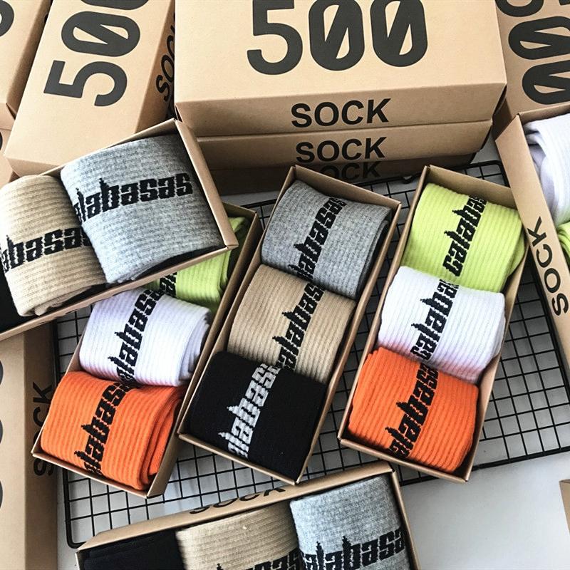 350Yeezy Trendy Brand Boxed Coconut Kanye V2 Men and Women Couple Mid-length Socks Spring and Summer ins Basketball Sports Skateboard