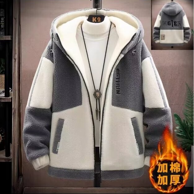 2025 Lamb Wool Jacket for Men, Winter Loose Trendy Style for Teenagers and Students, Thickened Fleece Men's Jacket in Stock 2025 Lamb Wool Jacket for Men, Winter Loose Trendy Style for Teenagers and Students, Thickened Fleece Men's Jacket in Stock