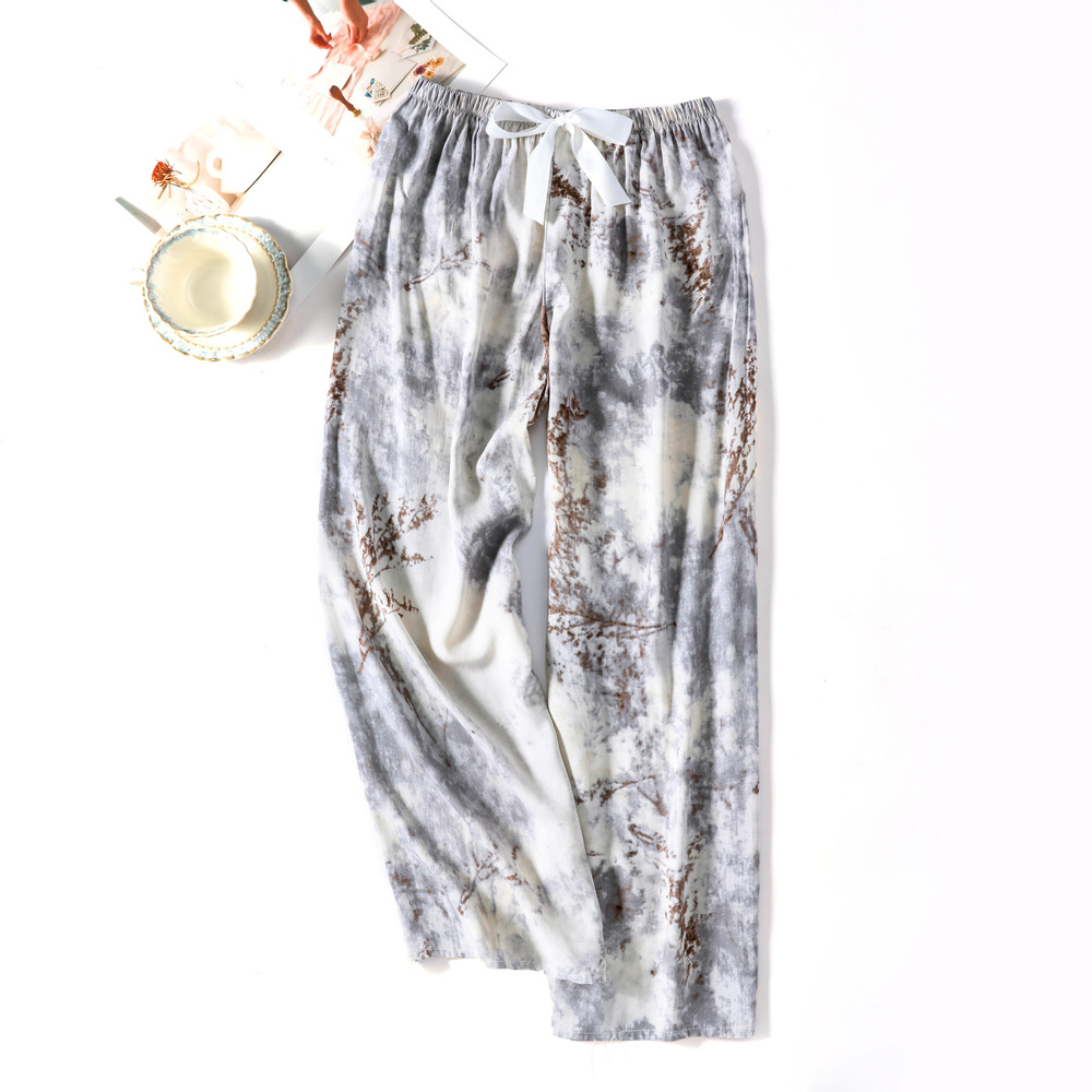 Pantalones de pijama de verano Source 45 de algodón y seda, pantalones anchos de nueve puntos para mujer, finos, talla grande, pantalones holgados para aire acondicionado, pantalones de playa