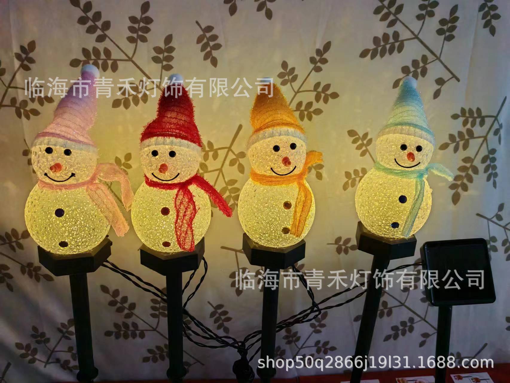 태양열 구동 오래된 작은 눈사람 접지 플러그-(따뜻한 빛)