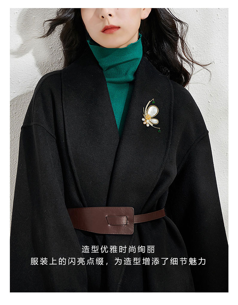 时尚轻奢风贝壳蝴蝶胸针小众高级感淡水珍珠昆虫胸花新