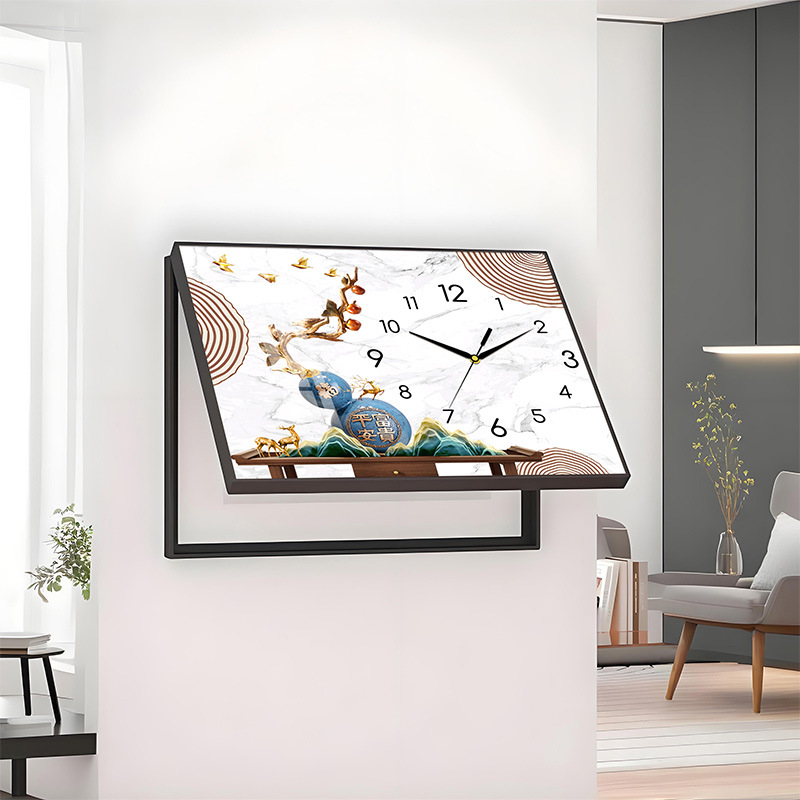 New Clock and Meter Box Decorative Painting with Wall Clock for Living Room Home Use, Concealing Distribution Box, Power Box, Wall-Mounted Switch Box