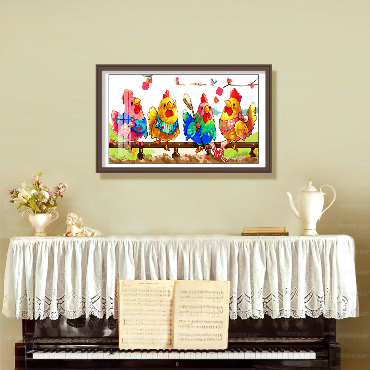 Mona Lisa Royal Cross-Thered Suéter nuevo minimalista para la decoración de la sala de estar bordado a mano
