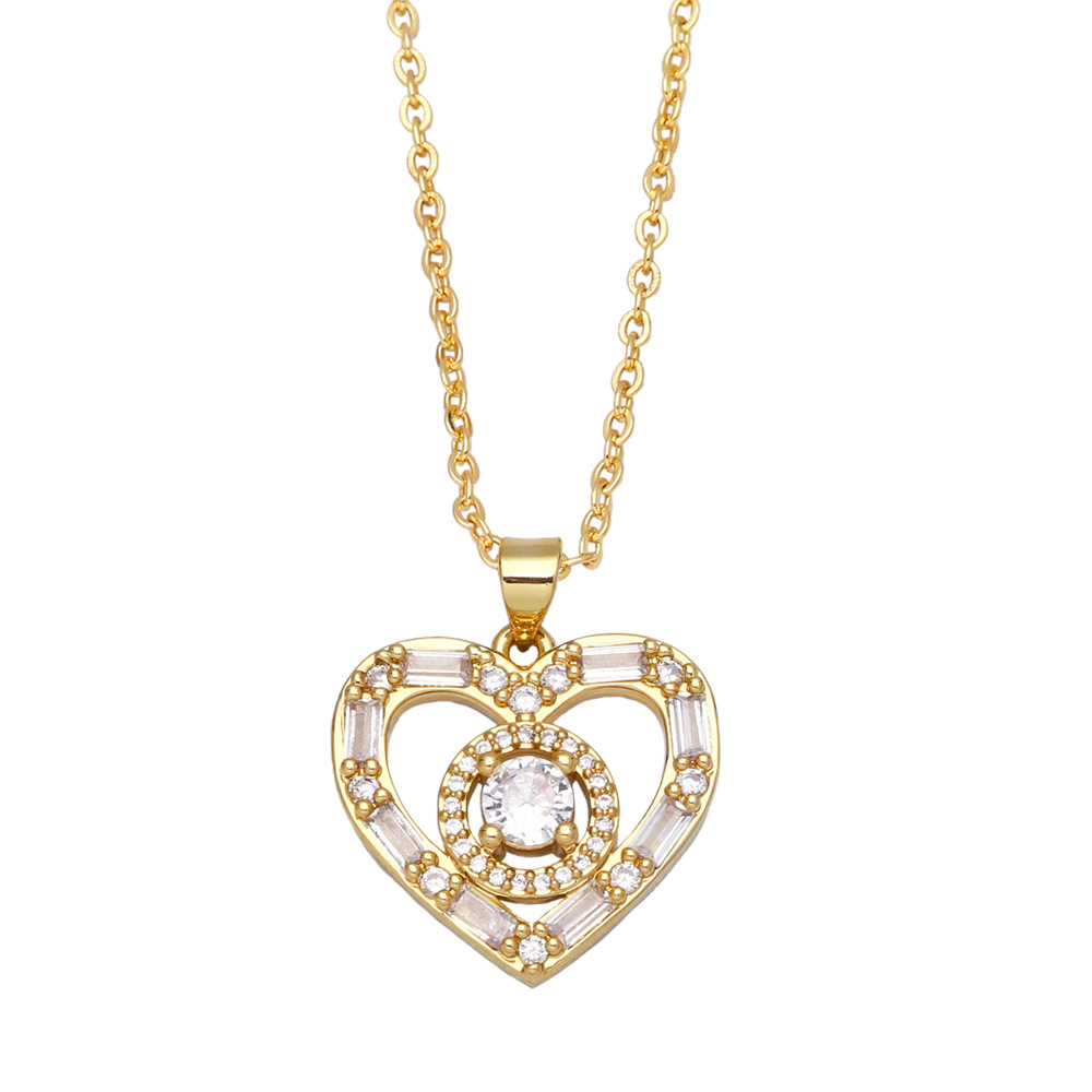 Trendy Niche Love Clavicle Chain Fashion Luxury Diamond Copper Necklace display picture 3