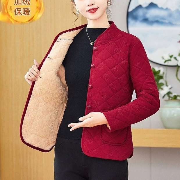 Зимняя утепленная cotton куртка для мамы для отдыха, плюс size, для среднего возраста