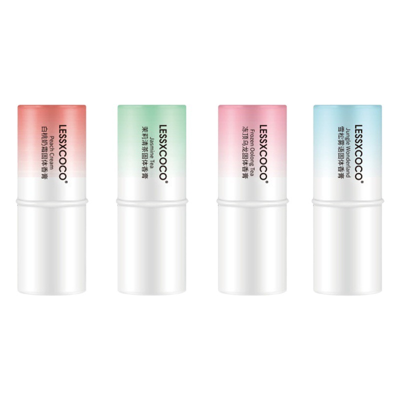 White Peach Cream LESSXCOCO Macaron Solid Fragrance Lasting and Light Fragrance Portable Fragrance Cream for Girls and Students