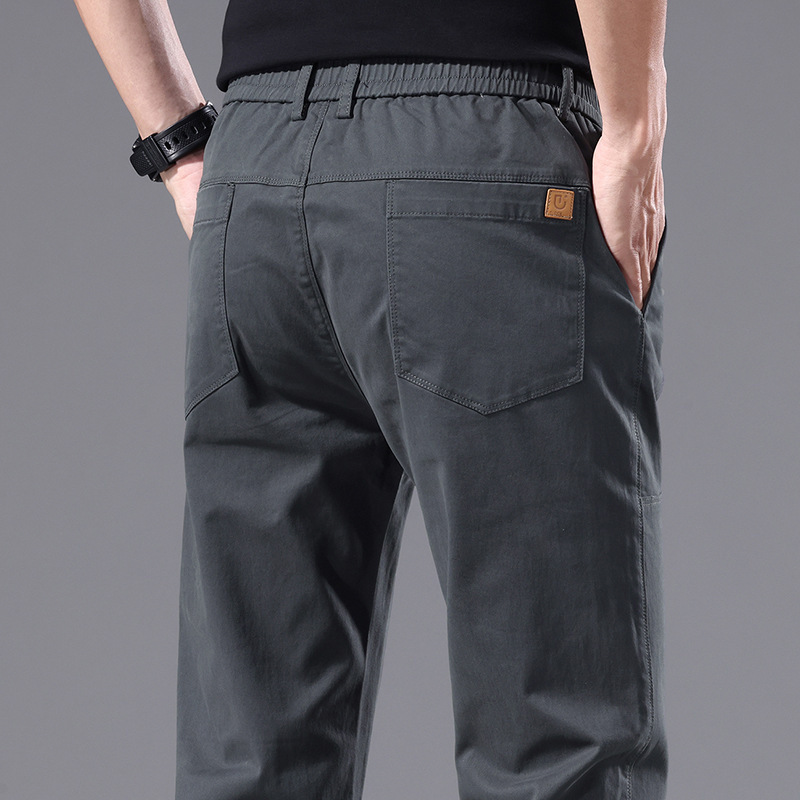 2026 Autumn New Solid Color Casual Pants Men's Slim Fit Stretch Straight Korean Style Trendy Youth Men's Trousers