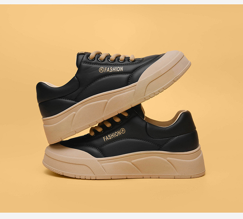 Giày sneaker nữ đế dày chunky mùa xuân hè 2024, đế bệt platform nhẹ chống trượt — DH 29060 màu trắng, DH 29060 Trắng xám, DH 26006 be xám [Mô hình rỗng], DH 29060 Đen Màu mơ chi tiết 2