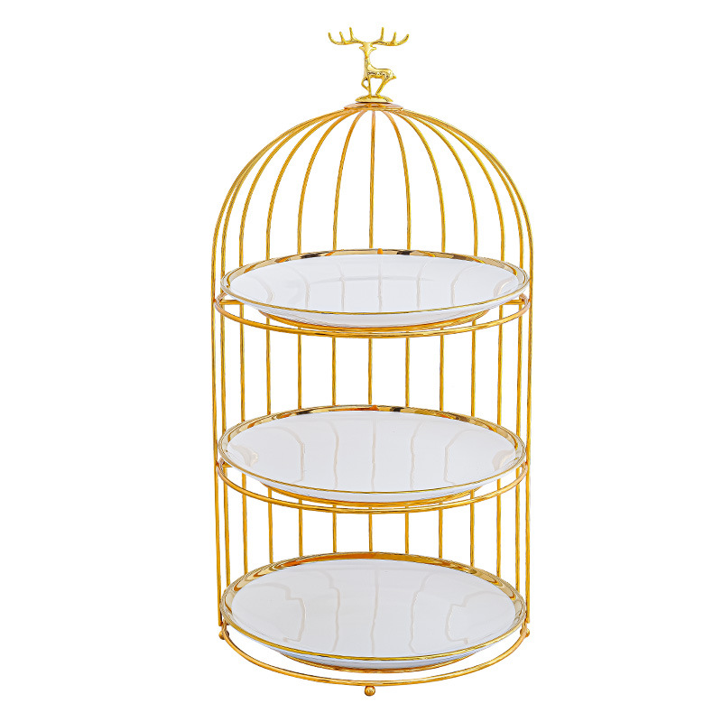 Estilo nórdico cerámica multi-capa plato de fruta sala de estar tarde té postre mesa de postre bandeja de la torta de lujo ligero soporte de exhibición