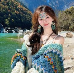 云南川西藏新疆旅游民族风披肩女大西北外搭针织斗篷拍照氛围感潮