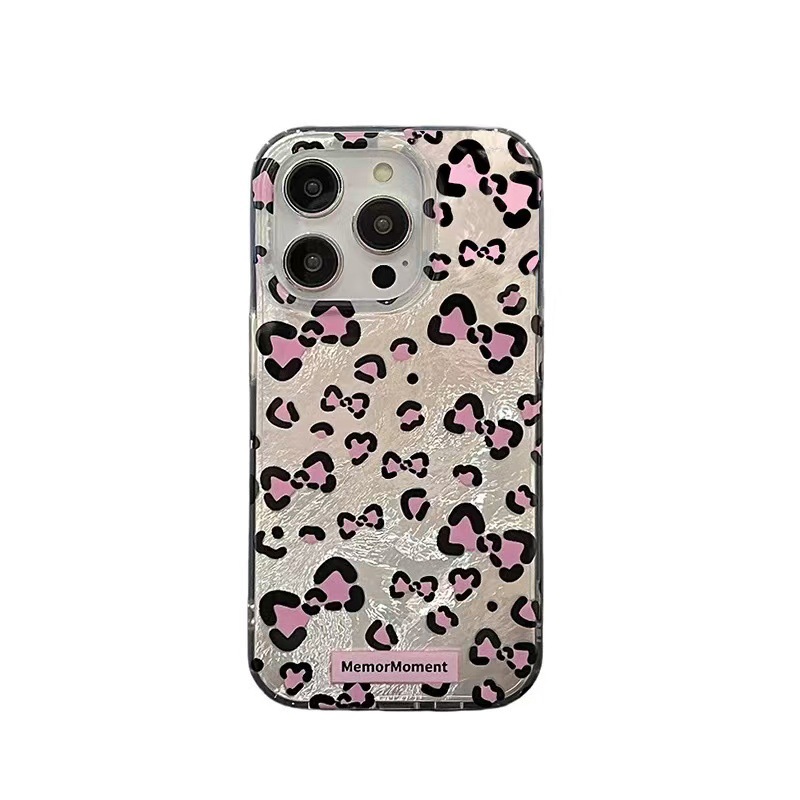 Patrón de papel de aluminio con estampado de leopardo iphone16promax de doble capa Apple 15pro funda para teléfono móvil ip14/13 suave