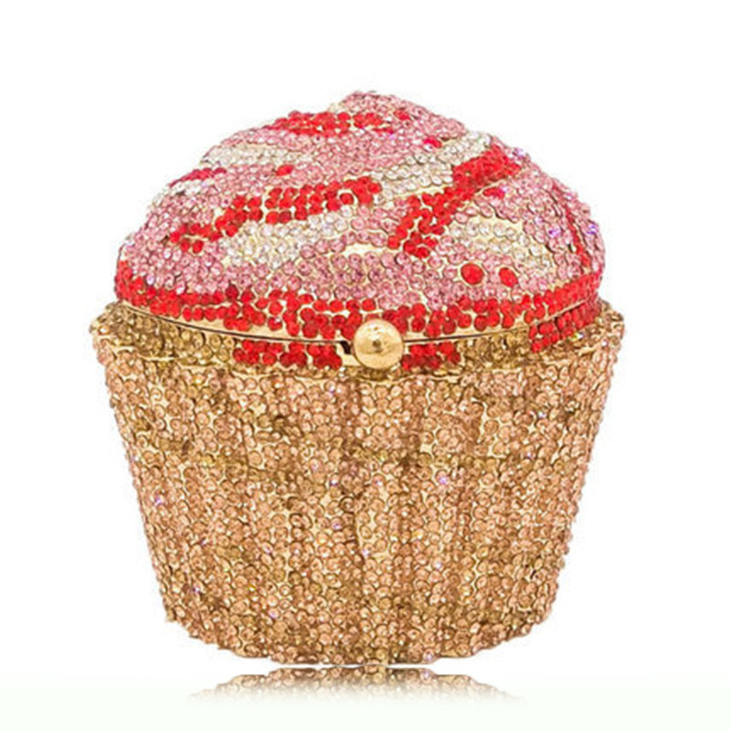 Seleccione estrictamente Cupcake Clutch Cake helado lleno de diamantes bolsas de diamantes de metal bolsas de banquete bolsas de mano para mujeres