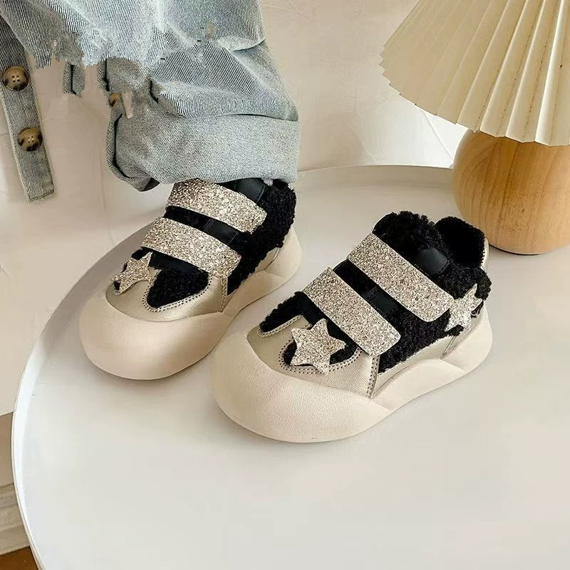 Снежные сапоги для девочек 2024 зимние новые иностранные детские хлопковые ботинки