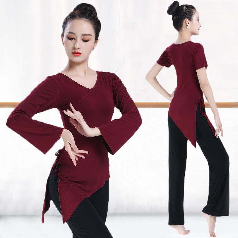 Classical Dance Suit Top Women's Chinese Modern Dance Horn Sleeve Dance Suit Dancing Body Training Suit New Style