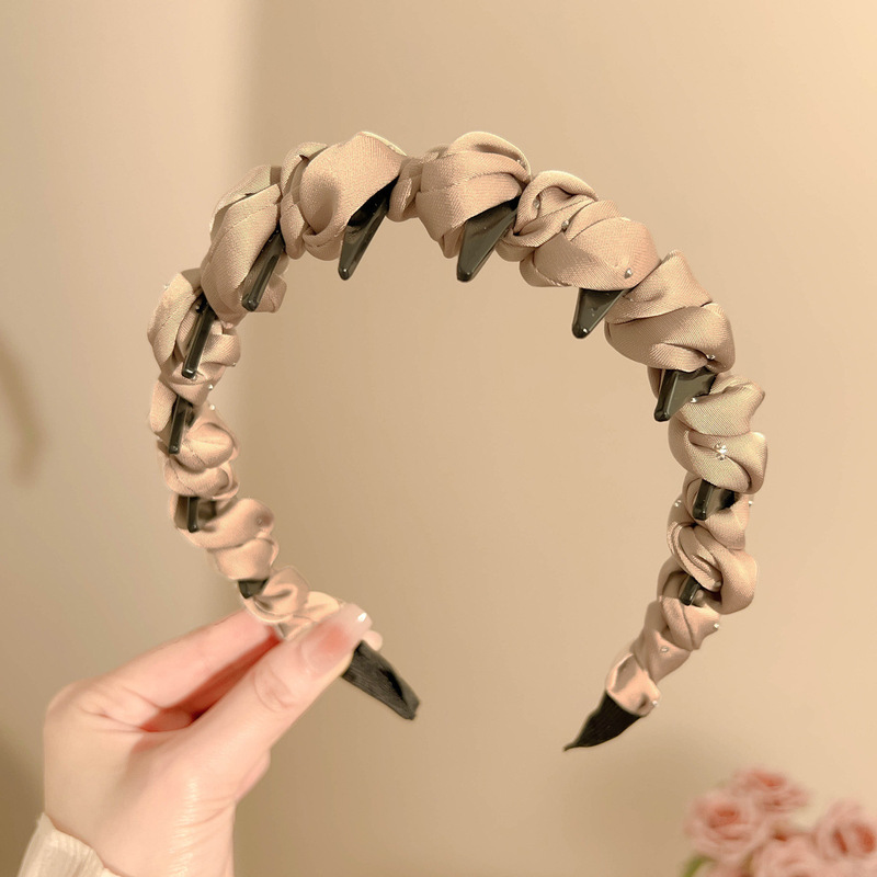 パリプリンセスヘッドバンド女性のための 2025 新しいハイエンドラインストーン編組ヘアピンファッショナブルな西洋スタイルの高頭頂部ヘッドバンド|undefined