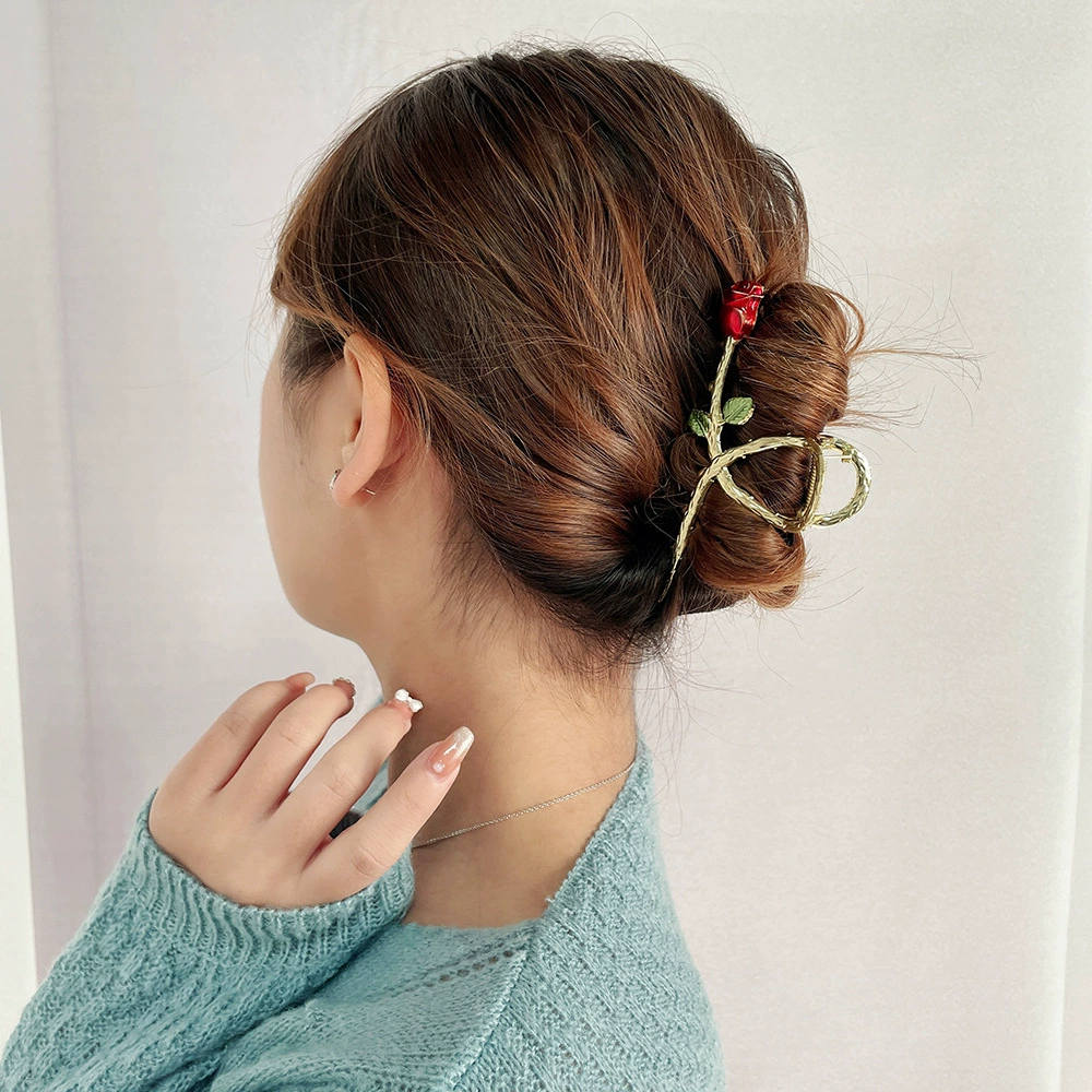 Metal crab hair clip, elegant rhinestone & pearl accents, large styles (multiple colors)