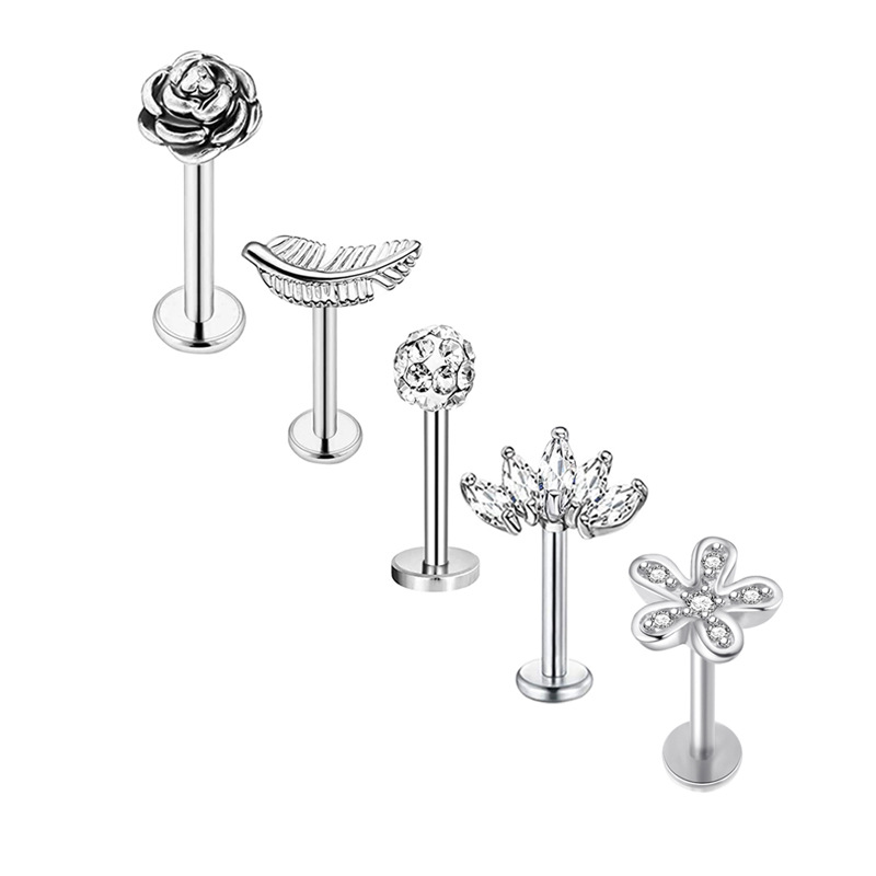 Labret piercing jewelry detail image