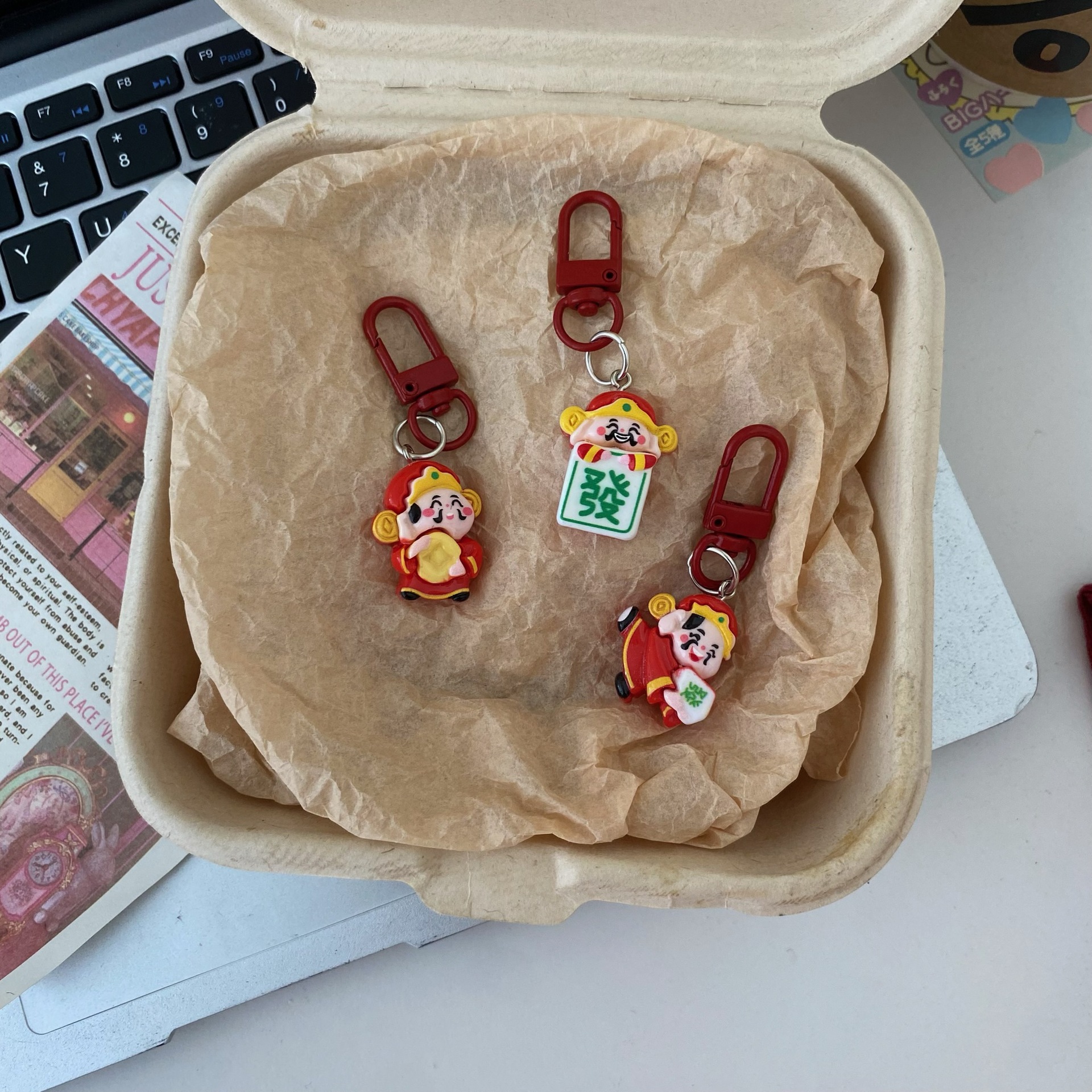 Año Nuevo Festival de Primavera Dios de la fortuna colgante llavero Yuan Bao riqueza bendición roja pequeña amiga colgante accesorios colgante regalo