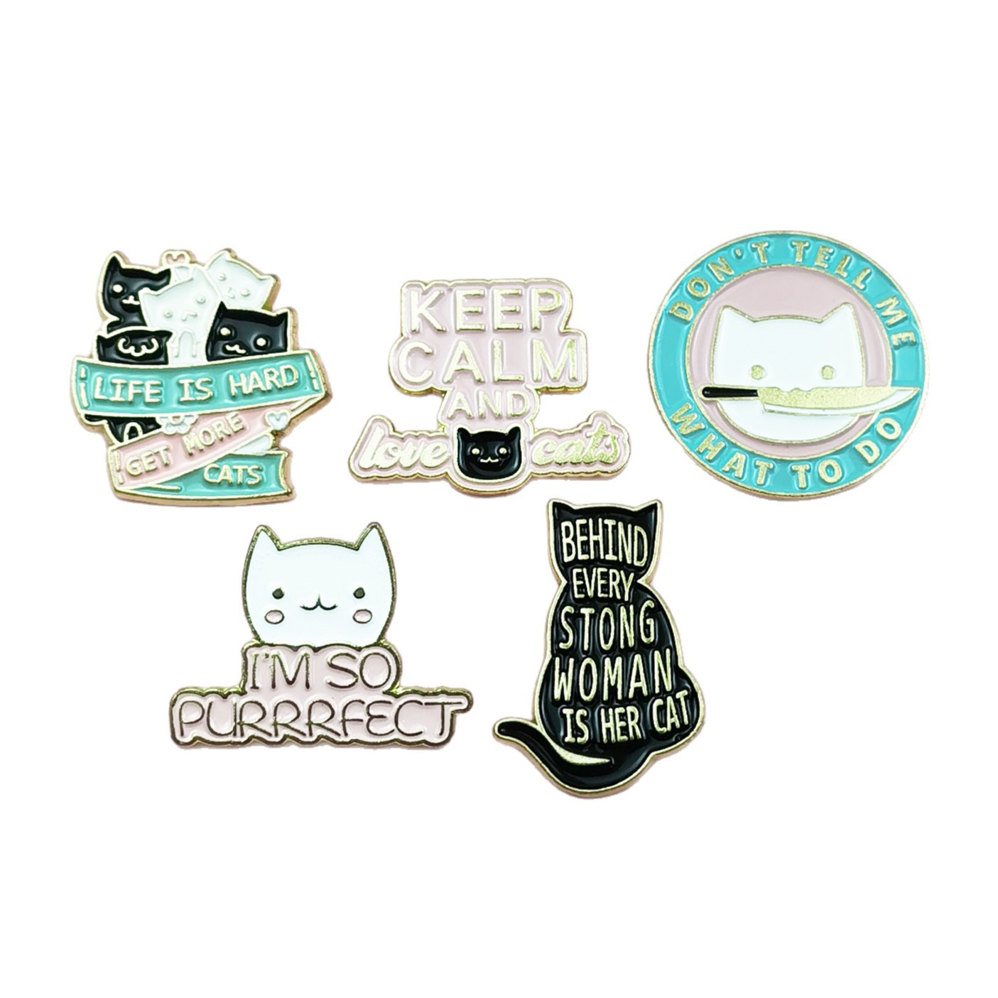 Broche de gatito de dibujos animados transfronterizo, accesorios personalizados con letras en inglés, pines decorativos para tops y mochilas.