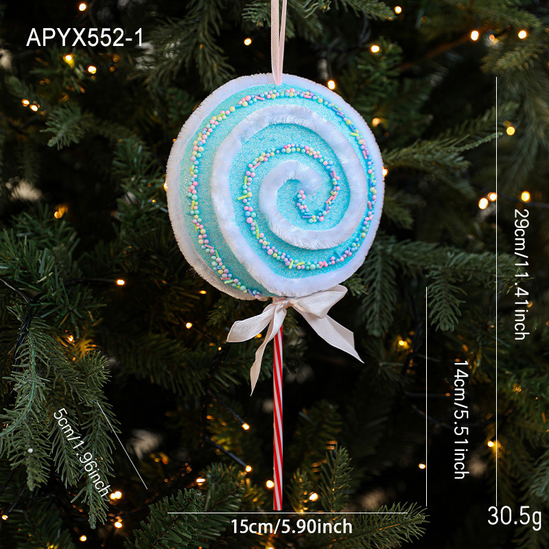 Color transfronterizo Lollipop espuma caramelo tela de veludo polvo adhesivo color árbol de Navidad decoración de ventanas colgante colgante en stock