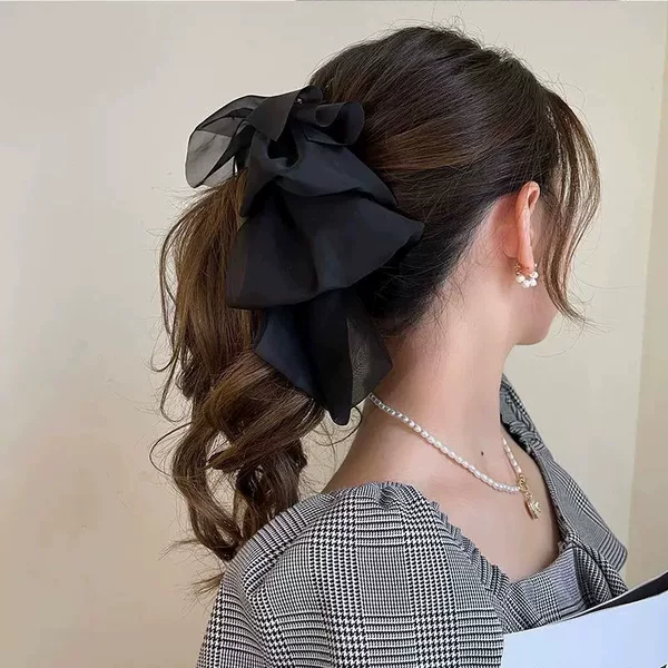 Chiffon Oversized Bow Elegant Hairpin Korean Simple Fashion Super Fairy Spring Clip 2025 Summer New Hair Accessories