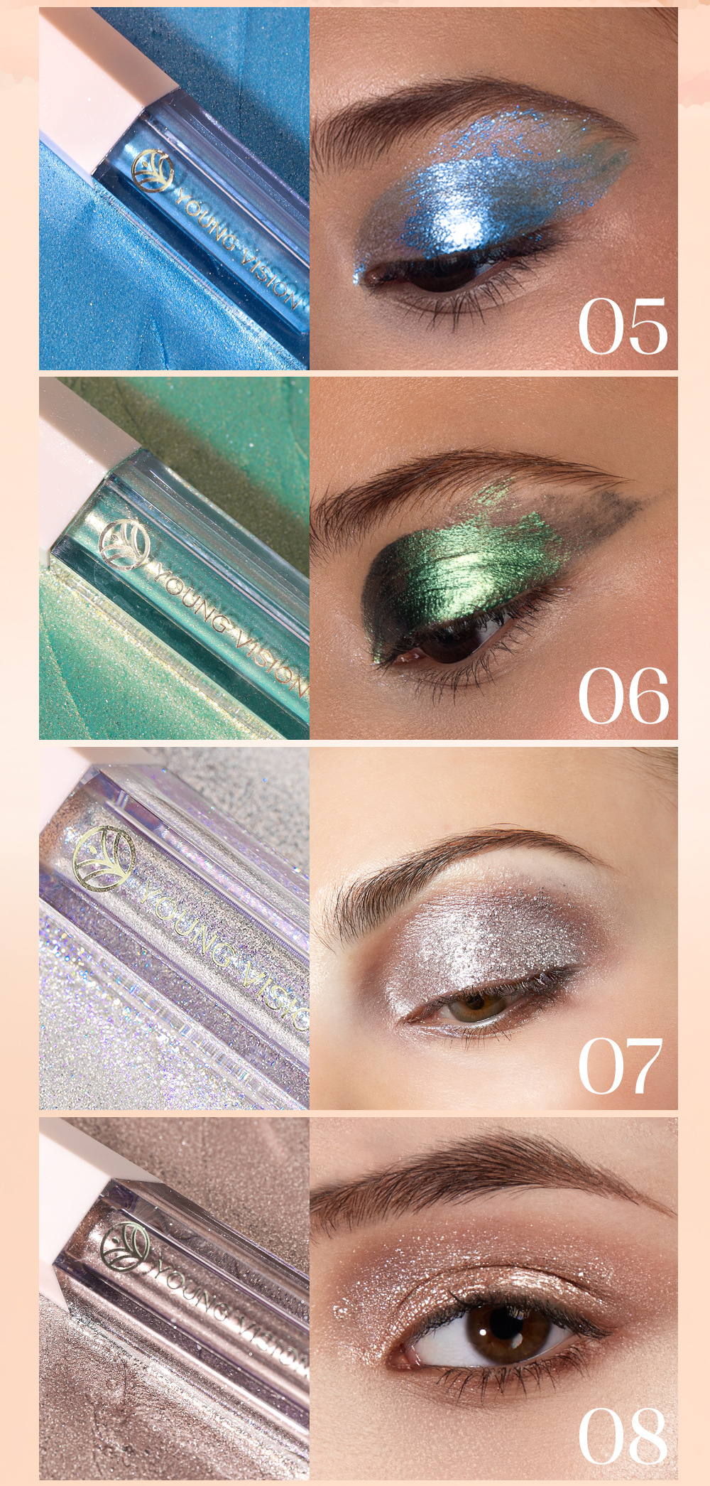 YOUNG VISION 12-color Sparkling and Dazzling Eyeshadow, Pearlescent, Polarized and matte Liquid Eyeshadow liquid undefined